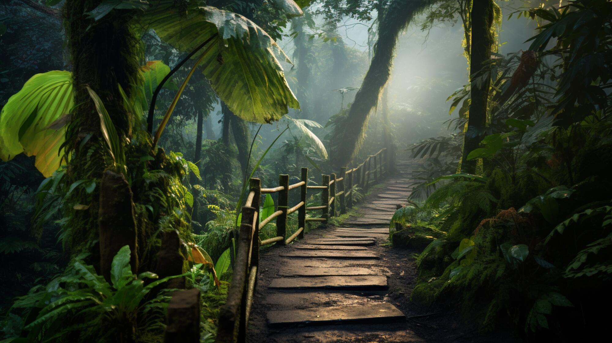 narrow winding path through jungle